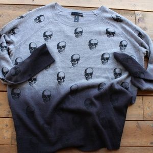 Black & Grey Skull Print Sweater
